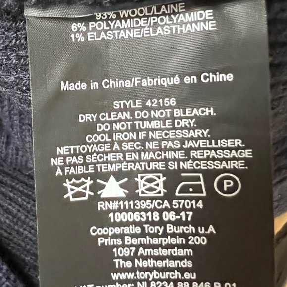 Tory Burch Ashley Navy Ruffled Sleeve Sweater Dress - Picture 16 of 16